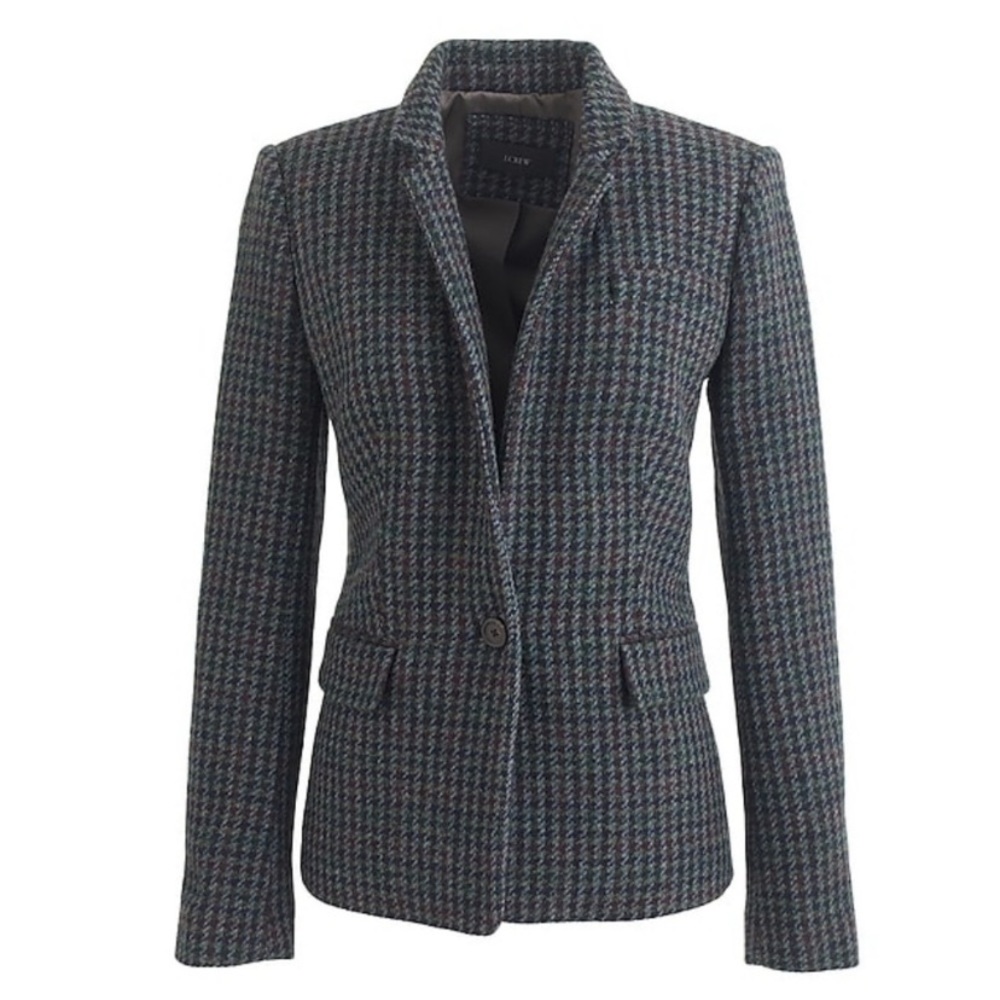 J. Crew Multicolor Houndstooth Wool Blend Blazer